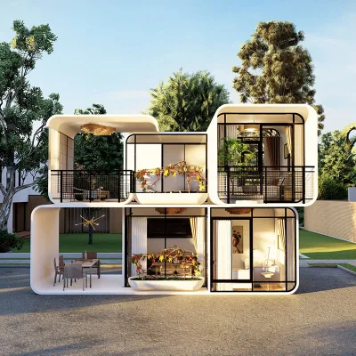 Customized Waterproof Mobile Office Pod Resort Hotel Prefabricated House Steel Frame Aluminum Panel Modern Design Apple Cabin