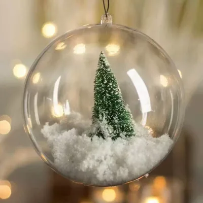 New Year Gifts Xmas Ball Hollow Miniature Christmas Tree Santa Claus Christmas Snow Ball Led Transparent Christmas Ball