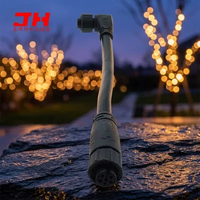 M12 2Pin Right Angle Connector Cable  Wiht M12 4pin Female Connector Terminal 10A  IP68 for Outdoor LED Lighting