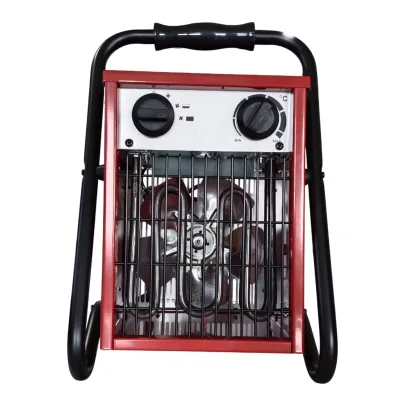 Portable Red Industrial Floor-standing Electrical Fan Heater with Adjustable Support Bracket for Indoor Use