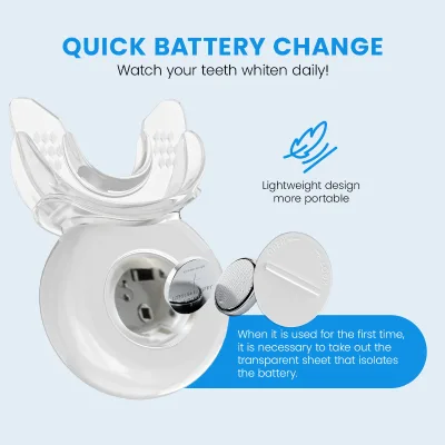 2026 NEW Electric Teeth Whitening Light 5 Blue LED Beads 460-465nm Wavelength 2 Batteries - Effective Whitening