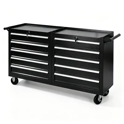 Steel Heavy Duty 10-Drawer Tool Cabinet Powder Coated Finish Keyed Locking System Garage Machinery Storage Custom Logo