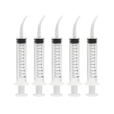 Manufacturer OEM 12ml Pet Liquid Feeding Syringes Oral Dental Care Disposable Dental Irrigation Syringes With Curved Tip