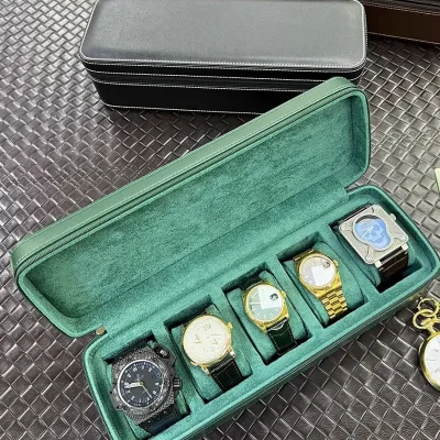 Watch Boxes High Grade Green PU Leather Jewelry Display Storage Box Case Luxury Mechanical Watches Protection Bag Organizer