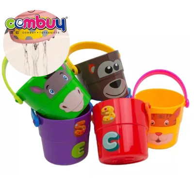 Cartoon Animals Beach Mold Stacking Baby Shower Bucket Bath Toys
