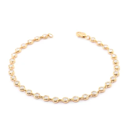 Provence Jewelry Diamond Station Bezel Set 2.5MM Round Diamond Lab Grown HPHT Bracelet