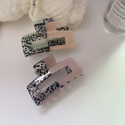 Korean Vintage Acetate Clamping High Quality Contrast Color Hair Claw Splicing Square Two Color Women'S Hair Claw