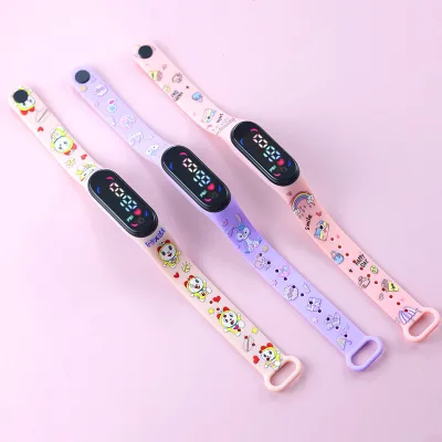 Cartoon Children LED Watch for Girls Boys Waterproof Silicone Sports Digital Retro Red Display Casual Luxury Fashion Bracelet
