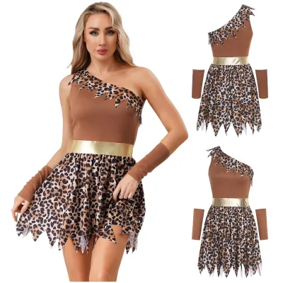 Adults Women Prehistoric Cave Girl Cosplay Costumes Dress And Over Sleeve For Role Play Theme Parties Cosplay Events Custom Wear