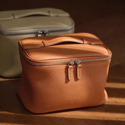 PU Zipper Tool Box Makeup Bag Portable High-Capacity Compact On-the-Go Professional Travel Business Trips Handheld