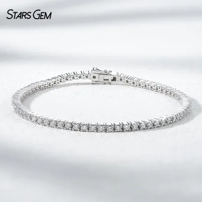 925 Sterling Silver Lab Diamond Tennis Bracelet 2.28ct 2.0mm Round Cut In Stock Daily Wear Fine Bracelet For Women