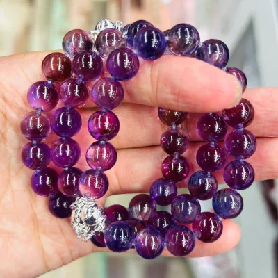Wholesale Polished Amethyst Bracelet Natural Bubble Bead Dark Amethyst Pure Crystal Fashion Trend Used for Decoration