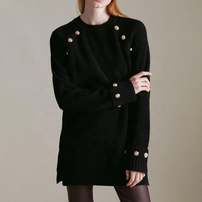 Custom Recycled Women Chenille Longline Jumper With Recycled Designs Knit Long Sweater