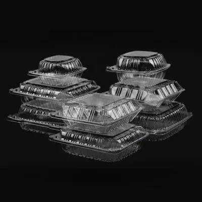5 Inch Disposable Burger Clam Shell BOPS Clear Disposable Food Container Good Quality