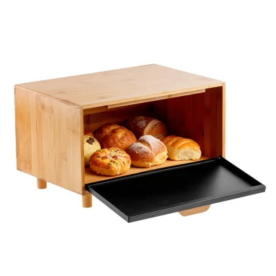 Bread Box, a Retro Large-capacity Baking Storage Wooden Box with a Lid, Suitable for Capacity Containers on Kitchen Countertops