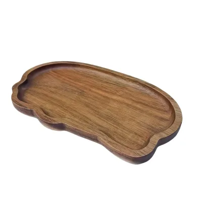 Gourd Ruyi Walnut Solid Wood Tray Dry-Pour Small Tea Stand Teapot Coaster Outdoor New Chinese Style Snack Plate Fruit Platter