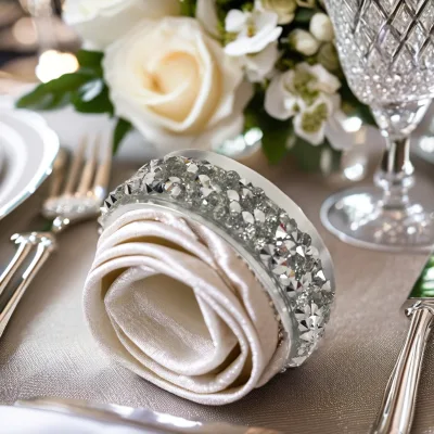 Hot Sale Luxury Style Dazzling Rhinestone Gold Silver Napkin Rings Dining Settings Exquisite Table Decoration