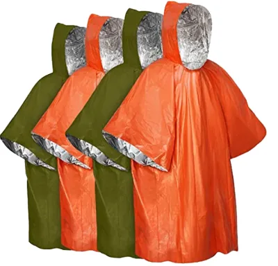 Wholesale Outdoor PE Raincoat Pocket Poncho Orange Green Adventure Kit for Hiking Clothing Disposable Outdoor Ponchos for Hikers