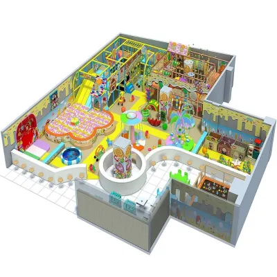 Custom Design Candy Theme Village Town Kids Play Area Indoor Kids Play Center with Dance floor for Children