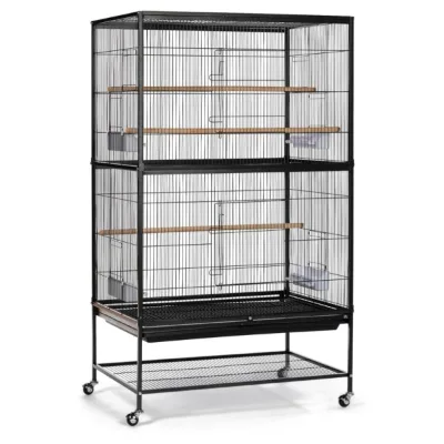 Wrought Iron Flight Cage with Stand Black Bird Cage, 31-Inch by 20-1/2-Inch by 53-Inch, the Home for Multiple Parakeets