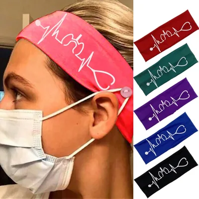 Fashion Medical ECG Lung Hair Band Elastic Print Stethoscope Headband With Buttons Nurse Accessories