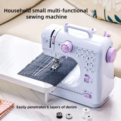 Small Electric Sewing Machine Chain Stitch Plastic Built-in Multifunctional with Work Table for Home Tailoring and Repair