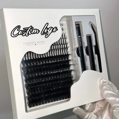 Super Hot 20MM Cluster Lashes Wholesale Custom Logo Box for Cluster Eyelashes Diy Segment Lash Clusters
