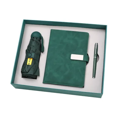 Mangpu Custom Brand Logo Eco-Friendly Low Price Agenda Vintage Style Notebook Pen Umbrella Gift Set