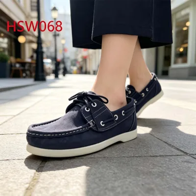 ZYF,Street Stroll Lace up Style Top End Nubuck Leather Hua Singh Boat Shoes Not Grind Foot Dark Blue Moccasin Shoes HSW068