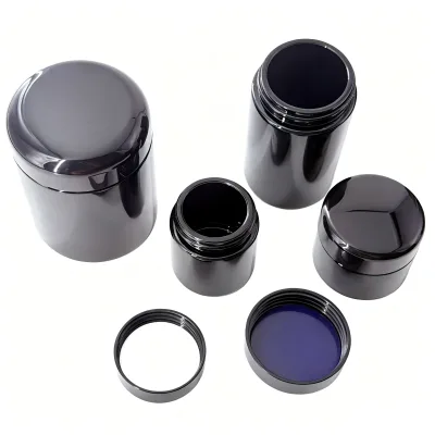 50ml 100ml 150ml 200ml 250ml 500ml 1000ml Wide Mouth Food Storage UV Dark Black Violet Glass Jar With ABS /Bakelite Lid