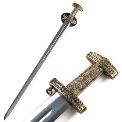 94cm Northern Europe History Mirror Polish 440ss Blade Viking Weapon Swords Real Steel with Wood Display