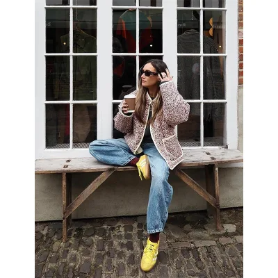2025 Autumn Winter Women's Cotton Jacket Quilted Printed Color-Block Floral Knitted Hot-Selling AliExpress Cross-Border