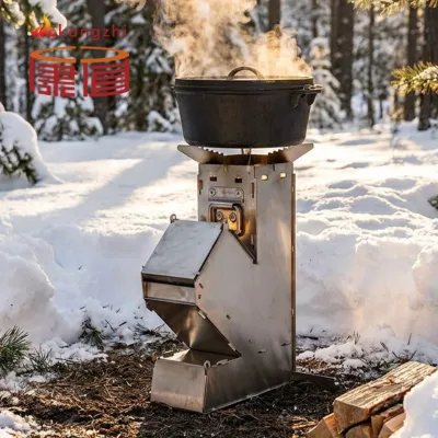 High Efficiency Modern Portable Wood Burning Rocket Stove Stainless Steel Detachable Camping Survival for Picnic Hiking All