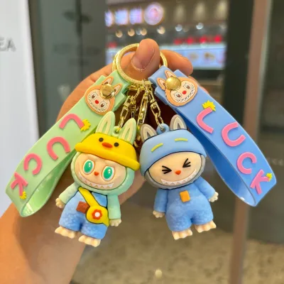 Labubu Toy Key Chain Lovely PVC Ball Keyring for Bag Accessories New Arrival Cartoon Figure Keychain