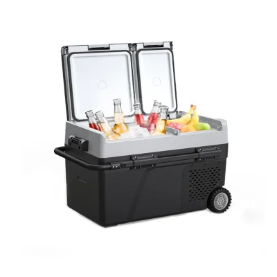 Battery Cooler Dual Zone Car Fridge 48L  12V 24v  Portable Car Boxs Refrigerator for Wheels  Outdoor Boxes