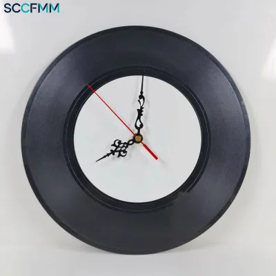 SCCFMM Sublimation MDF Wall Clock Disc Design Personalized Creative Record Clock for Office Living Roon Decoration DIY Print