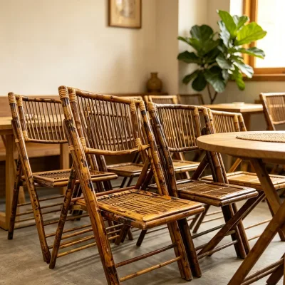 Wholesale Fold up Rustic Durable Natural Indoor Outdoor Vintage Garden Bamboo Folding Wedding Chairs