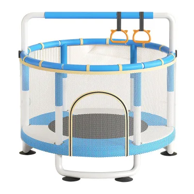 Longsen Children's Indoor Bounce Bed & Trampoline with Safety Net Metal for 0-6M Baby Toy Fitness Equipment