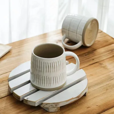 Minimalist Nordic Hand Painted Stoneware Mug Rustic Clay Coffee Water Cup for Household Wholesale