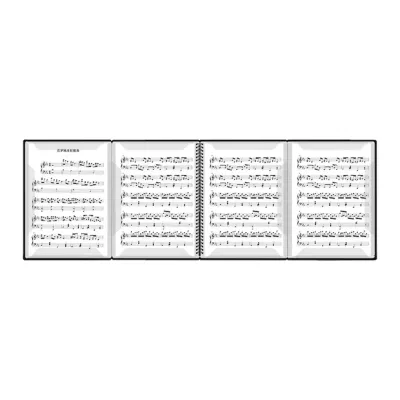 Black Music Folder Letter Size 4-Pages Spiral Expansion for 8.5 x 11 Inch Paper 10 Sleeves & 40 Pockets Durable PP Material