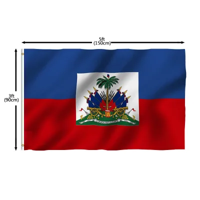 Wholesale Custom Size Haiti Flags Double Side Printing 100% Polyester Haitian Flag