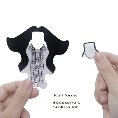 OEM Aluminum Foil Nail Forms Self Adhesive Paper Acrylic Nail Forms Private Label Nail Extension Forms for Nail Salon