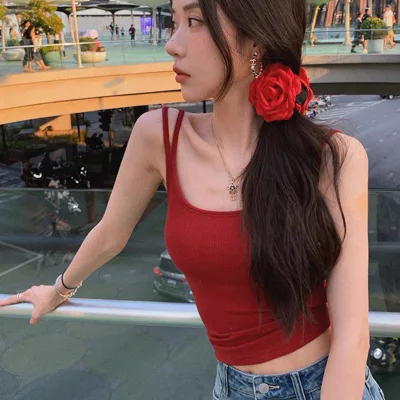 Women's Slim Fit Cotton Tank Tops Solid Color Sexy Blank Cropped Top Summer Basic Tank Top