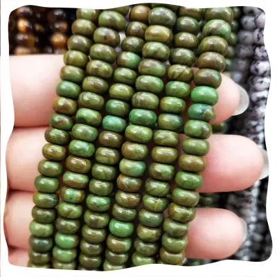 Hot-sale Loose Strands Natural Africa Jade Jasper Beads Rondelle Green Gemstone Crystal Jewelry Bracelet Necklace for Men Gifts