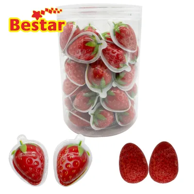 3D Strawberry Shaped Jam Filled Bubble Gum OEM Private Label Fruit Chewy Sweets Wholesale Confectionery