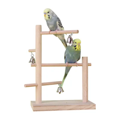 Solid Wood Stand for Parrot Bird Training Accessory Stand with Button Closure for Bird Cage and Houses