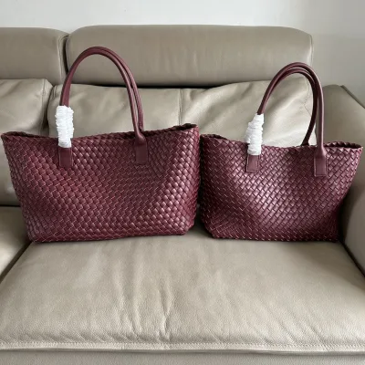 Custom Cowhide Hand-woven Open Tote Bag New Style Genuine Leather Chains Commutering Large Capacity Fashion Shoulder Messenger