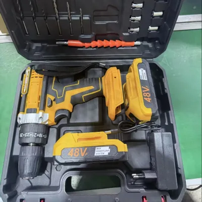 48Vf Cordless Impact Drill 25+3 Electric Power Screwdriver Dual Batteries 24Pcs Accessories Tool Kits