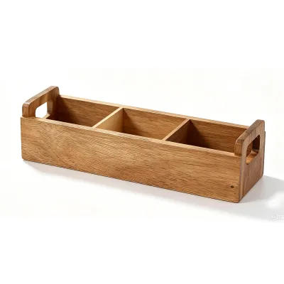 Small Wooden Tea Bag Box with 3 Compartments for Countertop Drawer