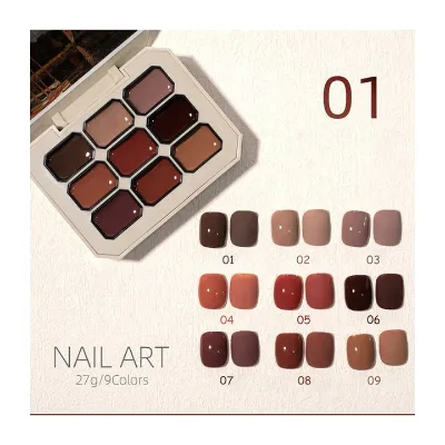 9 in 1 Solid Colors Color Mud Gel Nail Manicure for Nail Art Solid Gel Highly Pigmented Soild Gel Polish